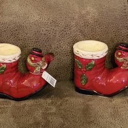 Santa Boot / Redbird Candle Holders