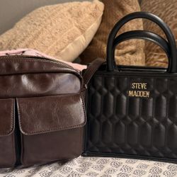 Black Steve Madden Bag and Brown Leather Bag