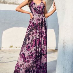 Backless Floral Maxi Dress - Size Small - New with Tags