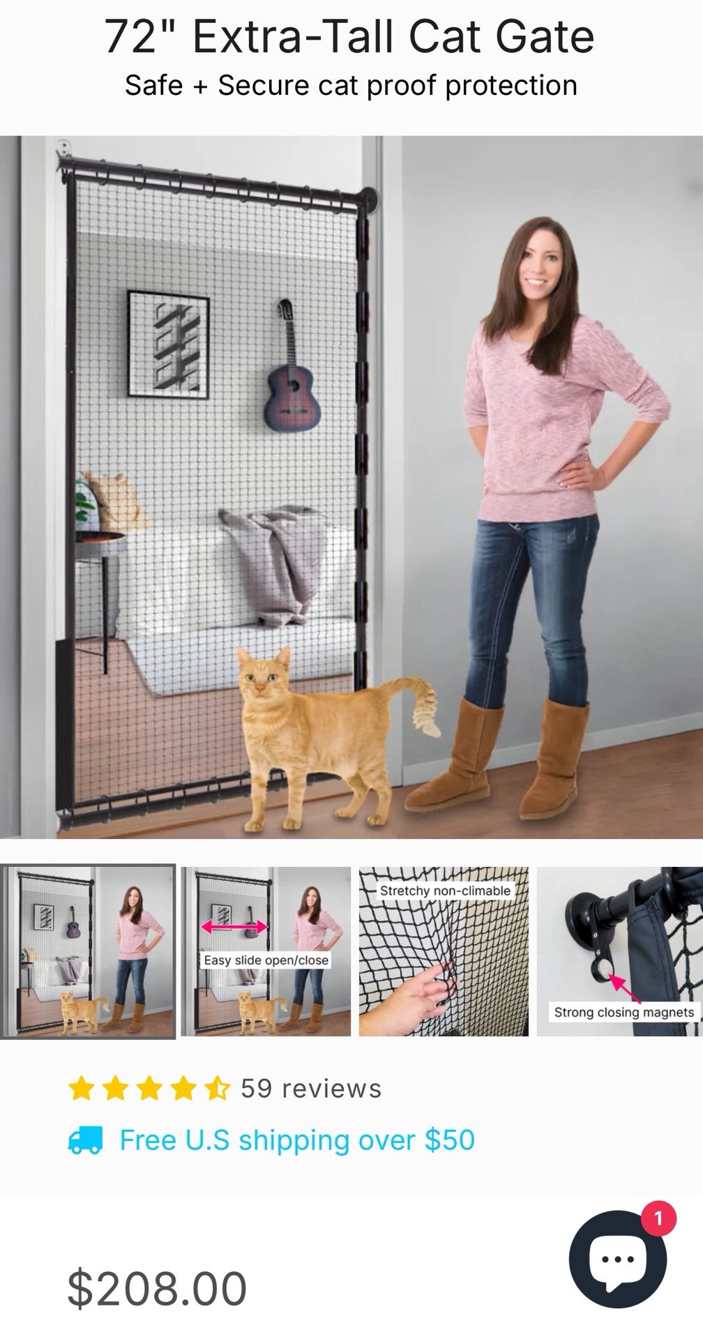 MeowSafe 72”H Cat Gate