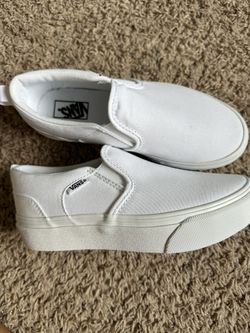 Vans White Slip On Shoes