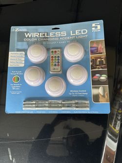 iZoom Wireless LED Accent Lights (5-Pack, Color Changing + Remote) – New 