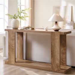 63” Console Table Wood Color Easy To Assemble!!!