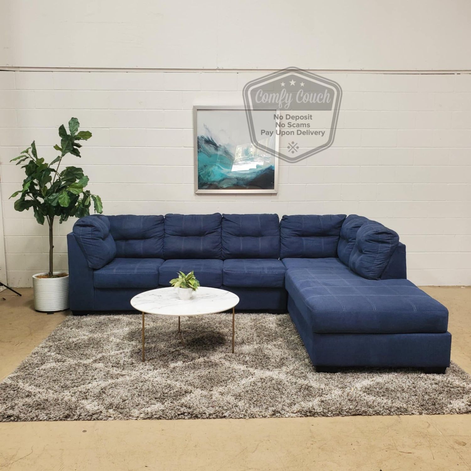 🛋️ Blue Sectional Sofa w/ chaise (Delivery Available!! )