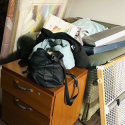 Storage  Drawers / Nightstand  (one Brown Wood, One Grey Plastic) , Futon Frame