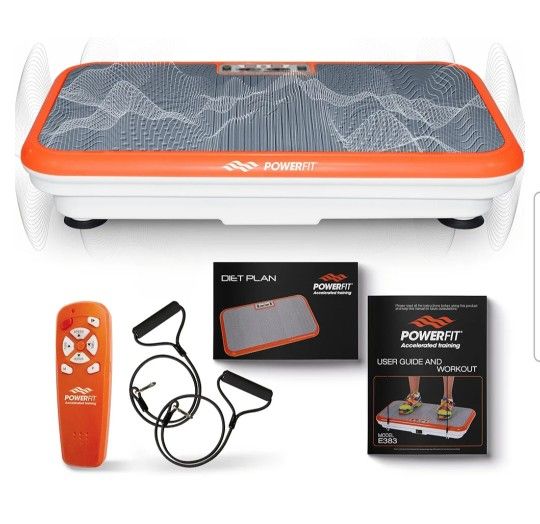 Powerfit Elite Vibration Plate Exercise Machine W/ Loop Resistance Bands Remote