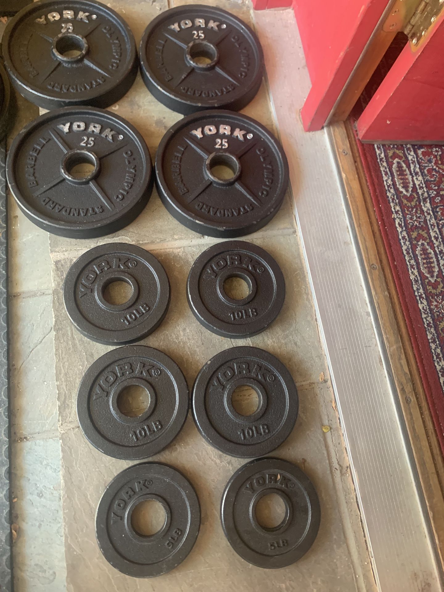 Like New 130 Lbs York Olympic 2 Inch Weights Plates 