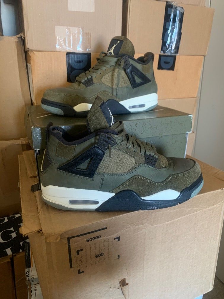 Men's Nike Air Jordan Retro 4s Olive Craft Shoes Size 10.5