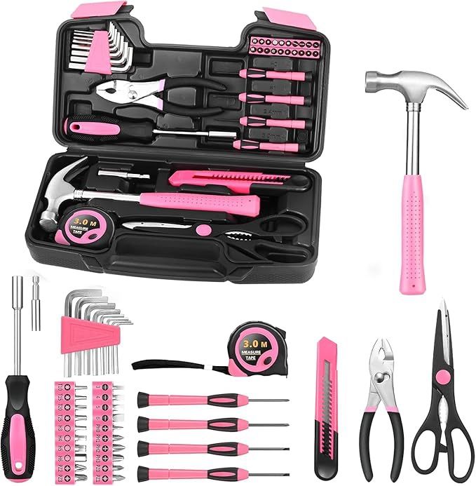 39 Piece All Purpose Basic Household Pink Tool Kit for Women