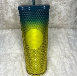 Starbucks Fall 2023 Gradient Lemon Yellow Teal Studded
