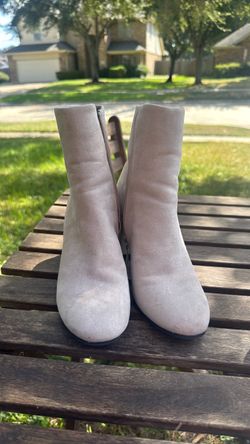 Taupe Suede Ankle Boots with Side Zipper