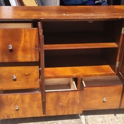 Vintage Wood 9 Drawer Dresser 