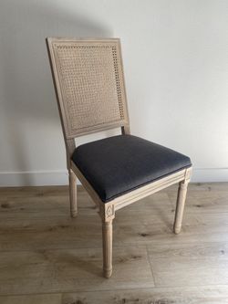 Upholstered and rattan Dining chairs (set Of 2)