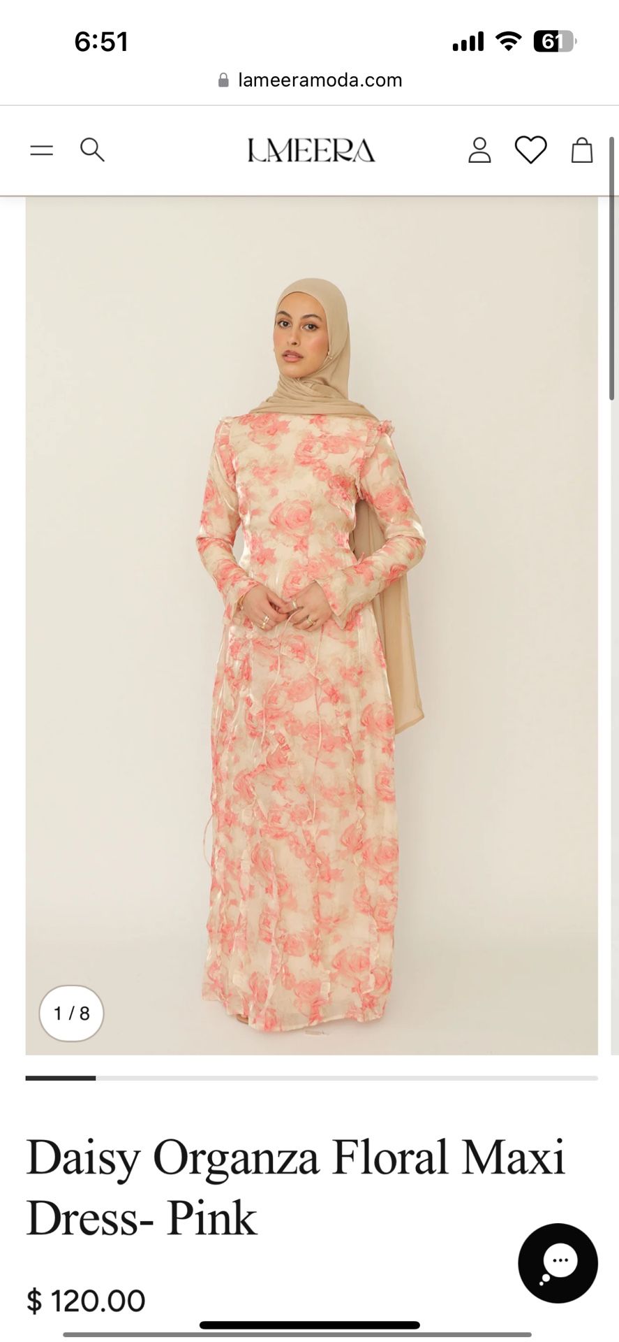 LaMeera Moda Daisy Organza Floral Maxi Dress- Pink size small