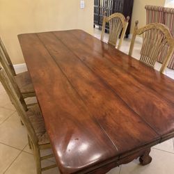 19th Century Walnut Fratina Style Table  With 4 Dining Chairs - 84" x 36"  - Originally $6500