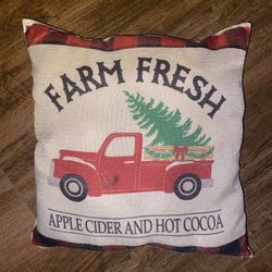 Farm Fresh Red Truck Decorative Pillow