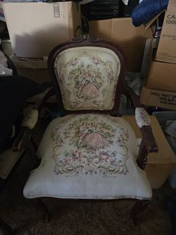 2 Louis XV arm chairs $250 the set