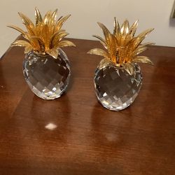 2 Candle holders , Swarovski Silver Crystal , 24 k gold plated lenaves . & 250 each . Or $ 450 for both.