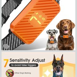 Dog Bark Collar for Large Medium Small Dogs, Effective No-Bark Collar, Smart Barking Collar, Rechargeable Bark Collar with 7-Level Sensitivity, 3 Beep