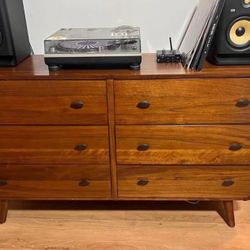 New Mid Century Dresser With Curved Corners.  Solid Wood / Dark Walnut Finish.  62 X 17 X 36H.  Free Delivery!