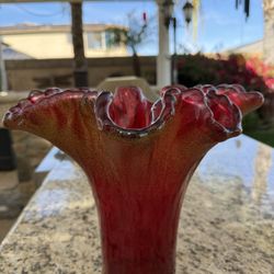 Murano Style Red Art Glass Vase – Made in Italy