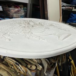 White Plaster Art For Wall. Flowers In Vase. Great Over Fireplace.  It Has Some Cracks Due To Moving To Storage. 