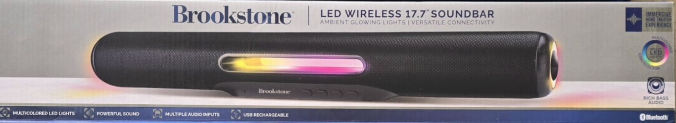 Brookstone 17.7” LED Wireless Soundbar Bluetooth - new in box