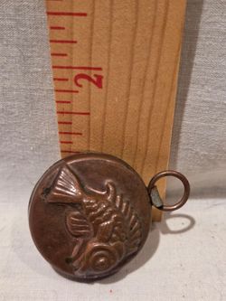 VTG "Birth Gramm" copper, tin lined mini chocolate mold, Switzerland Koi fish  1 1/2"