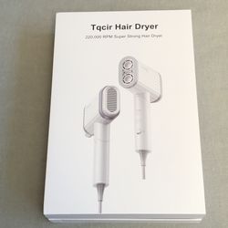 NEW*👉🏻Blow Hair Dryer Dual High-Speed Motor Folding Handle 4 Speeds 220'000 RMP 6x Faster White (Silver Lake)