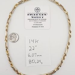 14k gold two tone figarope chain