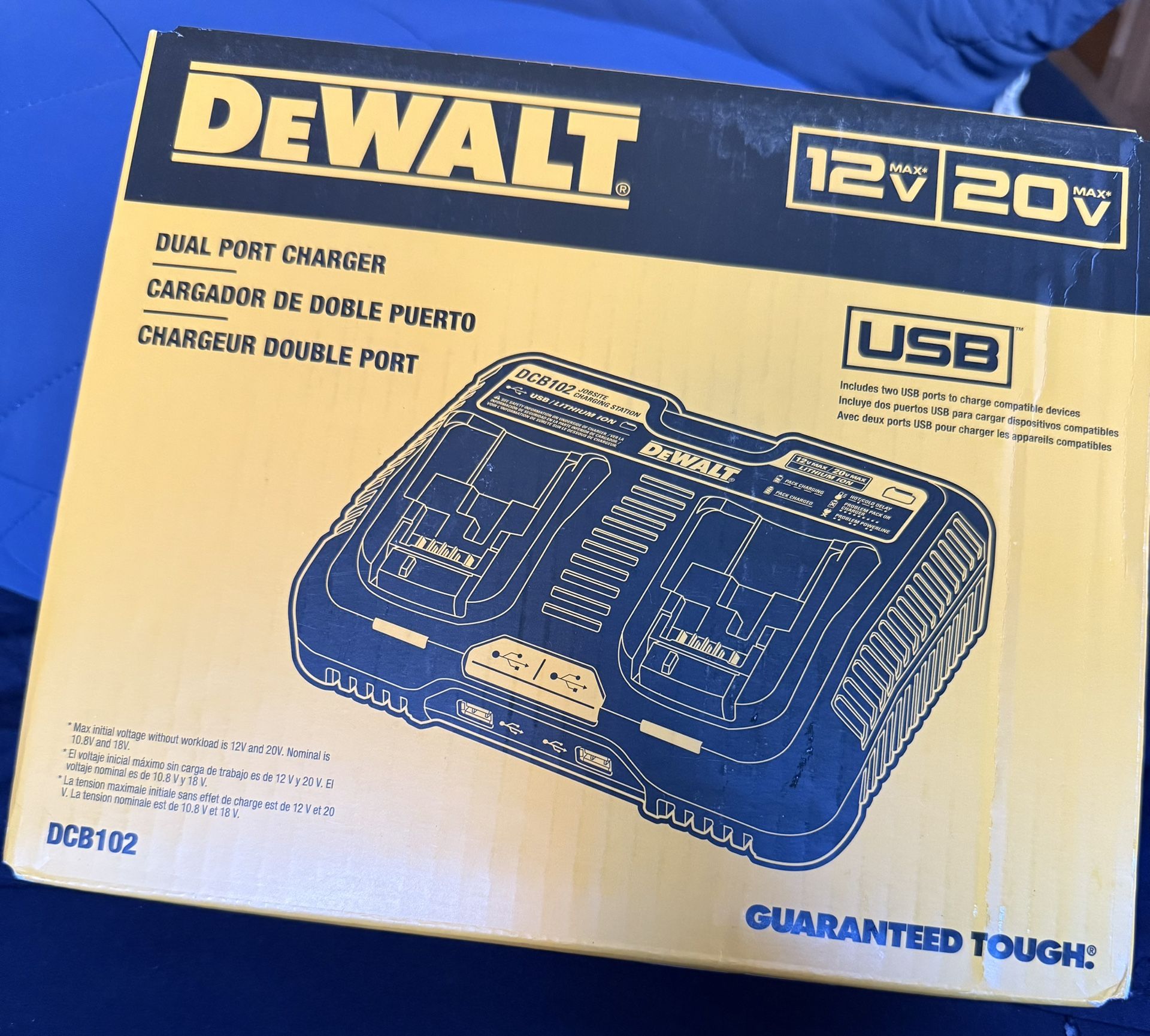 DEWALT 12V to 20V MAX Lithium-Ion Dual Port Jobsite Charging Station with (2) USB Ports