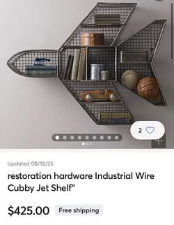 Restoration Hardware Industrial Shelf Wire Cubby Jet Plane  - Ready to go ✈️  Moving!