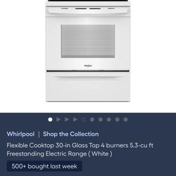 New! Whirlpool 4 Burner Glass Electric Top Range/Stove