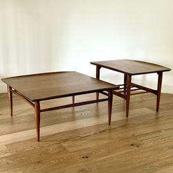 Vintage Mid-Century Modern Walnut Coffee + End Table Set – 1960s