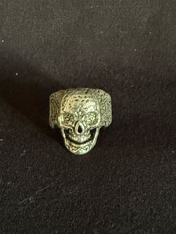 Halloween Floral Engraved Skull Ring Day of the Dead Sz 10