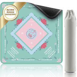 Mahjong Mat with Rules for Table - American Mahjong Set Accessory | 31.5x31.5 Inch Non-Slip, Noise Reducing Game Mat & Storage Pouch | Table Protector