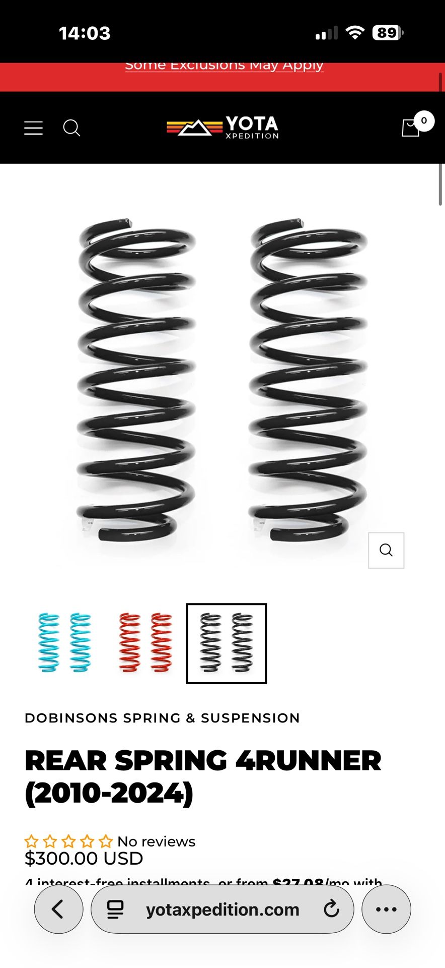 Icon 2.5 660-880lb Springs For Rear 4runner 5th Gen