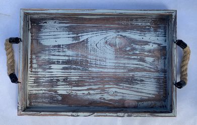 🪵 Rustic Wooden Serving Tray w/ Rope Handles