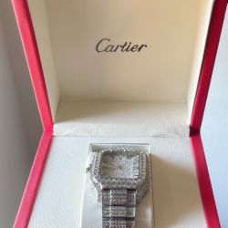 Iced Out Moissanite Cartier Santos for Men