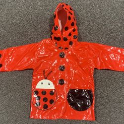Adorable Kidorable Girls Size 2T hooded Ladybug vinyl Rain Coat Jacket - very gently used 