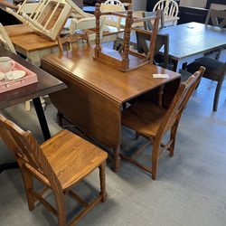 Dining Table And Chairs Set Vintage Wood Drop leaf (in Store) 