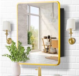 Gold metal framed 24 x 30 inch bathroom medicine cabinet