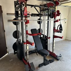 Smith Machine 200 | Adjustable Bench | 245lb Cast Iron Olympic Weights | 7ft Olympic Bar | Fitness | Gym Equipment | FREE DELIVERY/INSTALLATION 🚚 🛠️