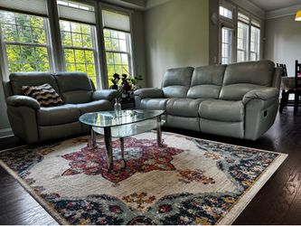 Reclining Leather + Loveseat + Cocktail Table