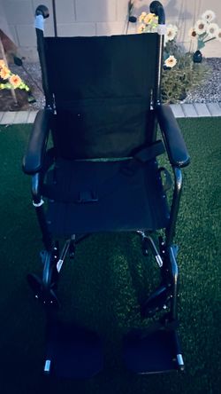 Black Folding transport chair with Footrests