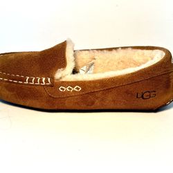 Ugg Womens Ansley Moccasin Slippers Tan Chestnut Suede Sheepskin Size 10 Lined