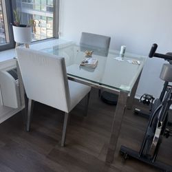 Glass Dining Table And 2 Chairs