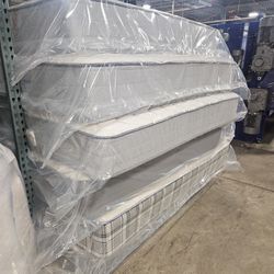 New Mattress, Boxprings & Metal Frame. All Sizes Available. Excellent Quality Low Prices. Twin At $99. Hablamos Español.