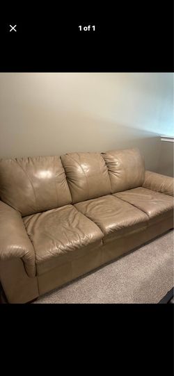 Beige leather sofa