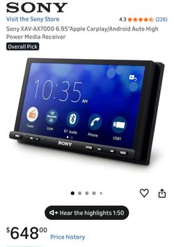 Sony floating 7 inch touchscreen radio Apple CarPlay- $300